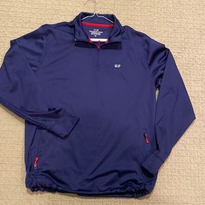 men’s vineyard vines, Medium, quarter zip long sleeve pull over, 100% polyester